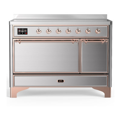 Cuisinière à induction de 48 pouces avec 6 éléments à induction en acier inoxydable Majestic III Series (garniture en cuivre)