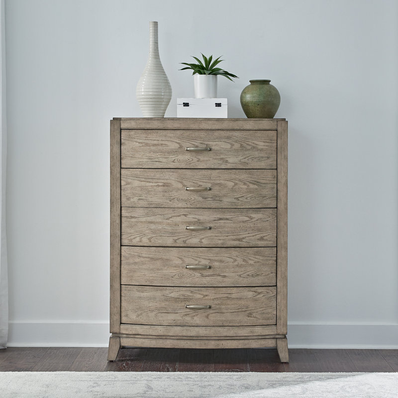 Drelan 5 Drawer Chest, Tan/Beige