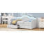 Lit de jour rembourré beige avec éclairage DEL et 2 tiroirs - Parfait pour les petits espaces-118028559-118028557