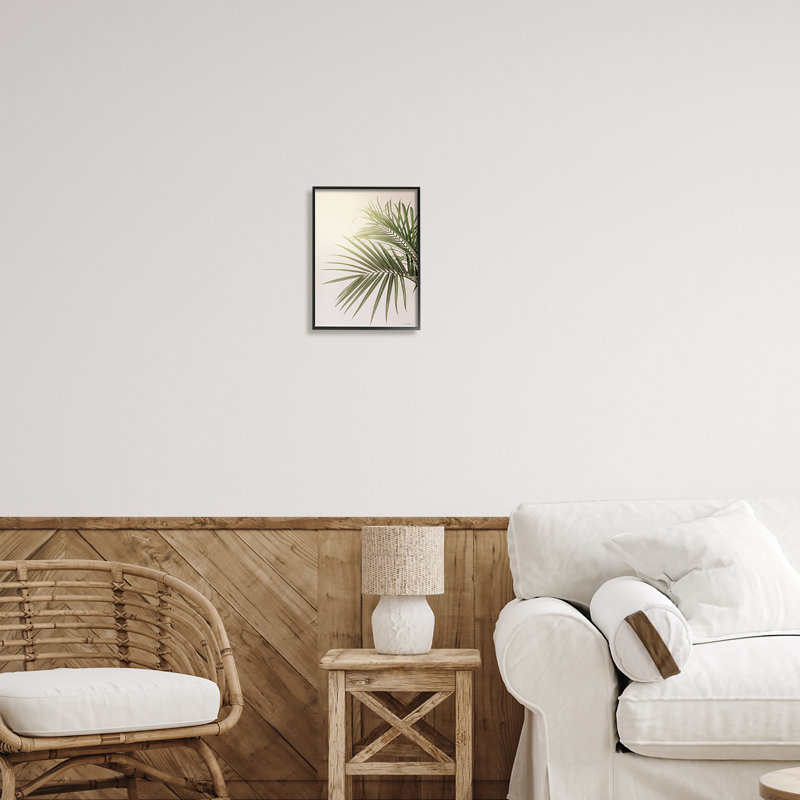 " Minimal Palm Leaves Sunlit Tropical House Plant " by Jennifer Rigsby, Black, 14" H x 11" W x 1.5" D