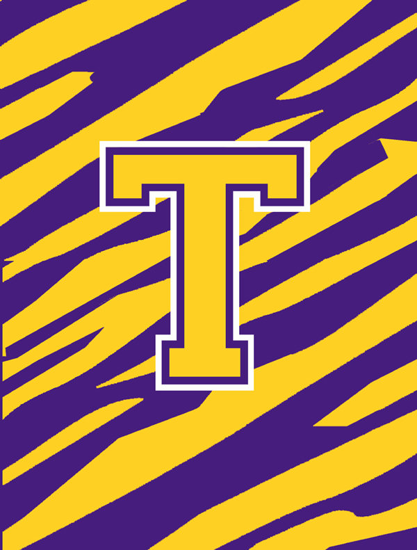 Tissu de polyester à 2 côtés 40 x 28 po tiger rayures initial drapeau maison, Grand, T