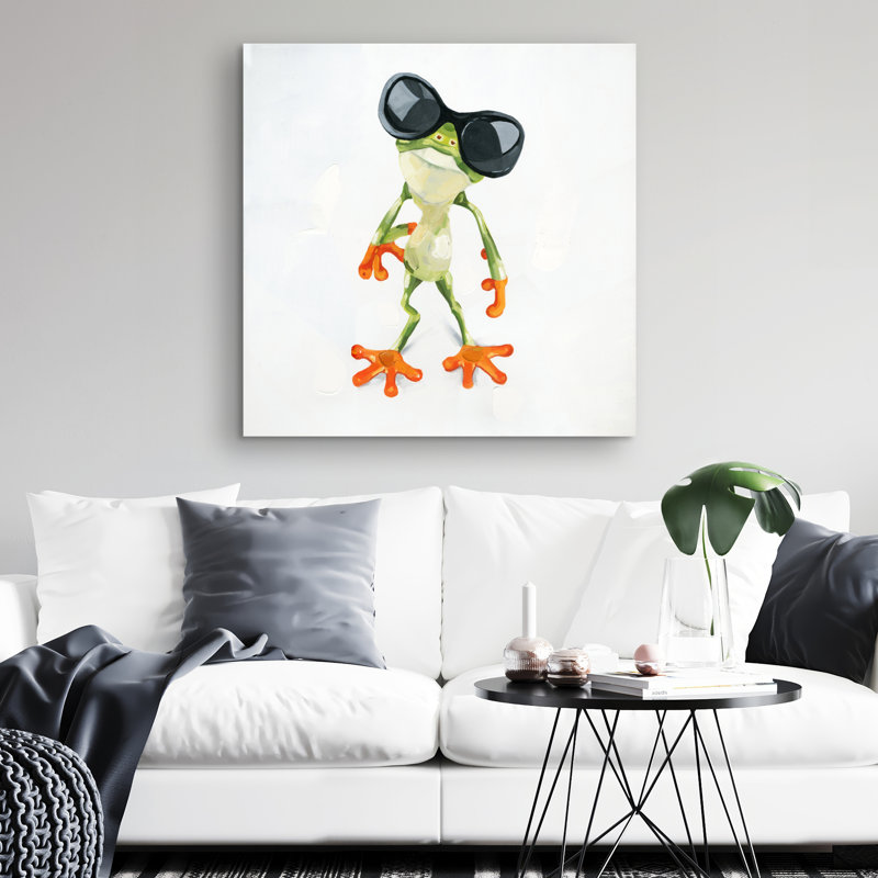 Funny frog with sunglasses - 32"x32" art on canvas