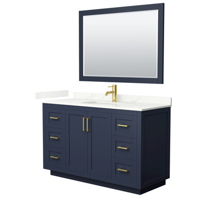 Ensemble de meuble-lavabo simple autoportant 54 po avec plateau en quartz Miranda