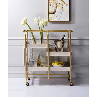 Vorrik Multi-Function Serving Cart With Removable Trays And Wheels, Perfect For Modern And Industrial Decor.