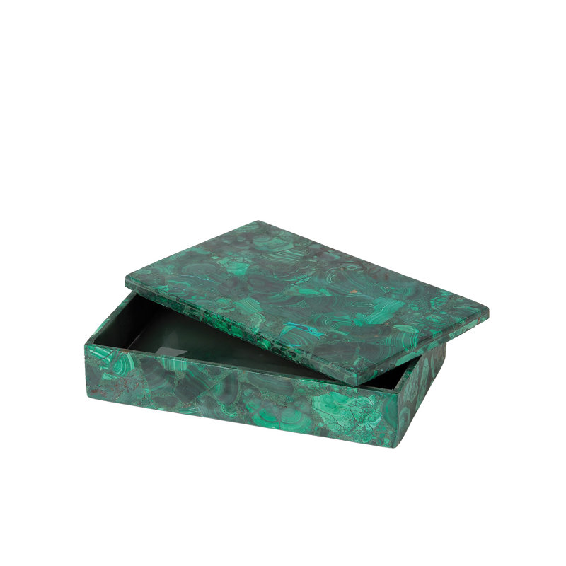 Malachite pierre Box-Sm, H 2,5 po x l 11 po x P 7 po