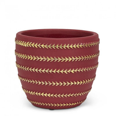 Petit pot à fleurs avec guirlande dorée