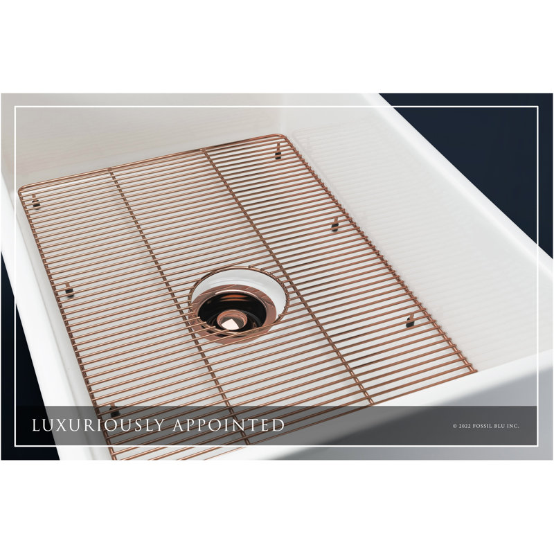 Luxury 33" L x 20" W Dual Mount Kitchen Sink with Basket Strainer, Polished Rose Gold Accessories