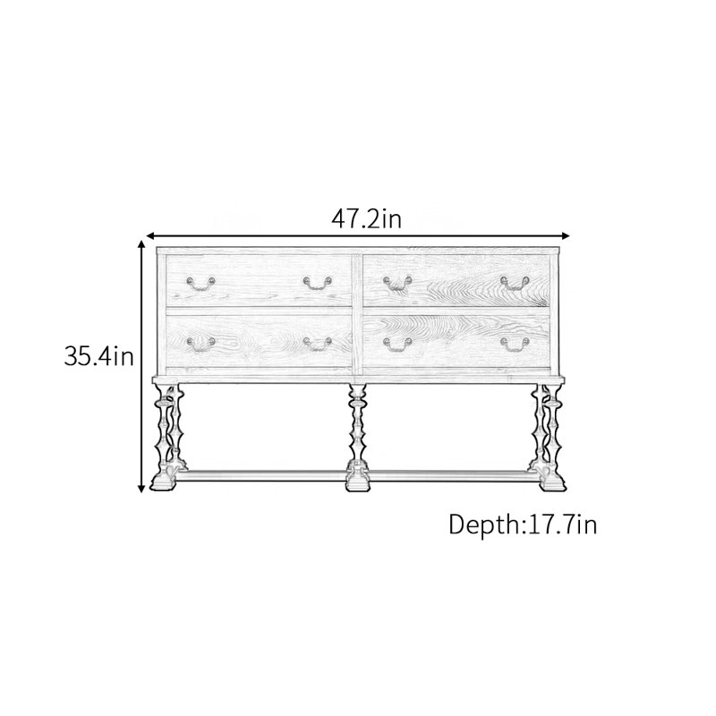 Buffet rétro de style américain, H 35,4 po x l 47,2 po x P 17,7 po