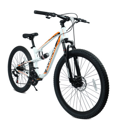 A2670 26 Inch Mountain Bike With 21-Speeds & Full Suspension Steel Frame, Alloy Rims, Disc Brakes For All Terrains, Men & Women, Multiple Colors