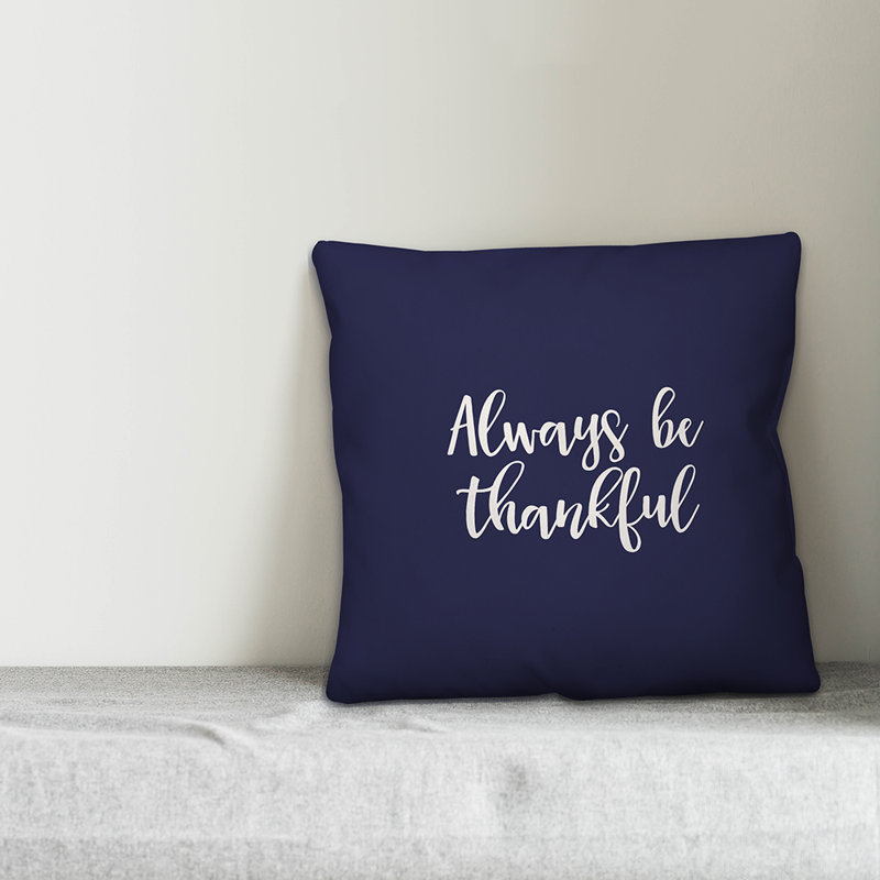  Oreiller Always Be Thankful, Bleu marine, Housse de coussin