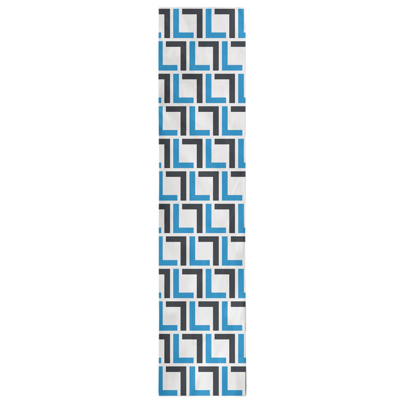 Chemin de table Carolina, 90 po x 16 po, Argent / bleu Carolina / blanc, polyester