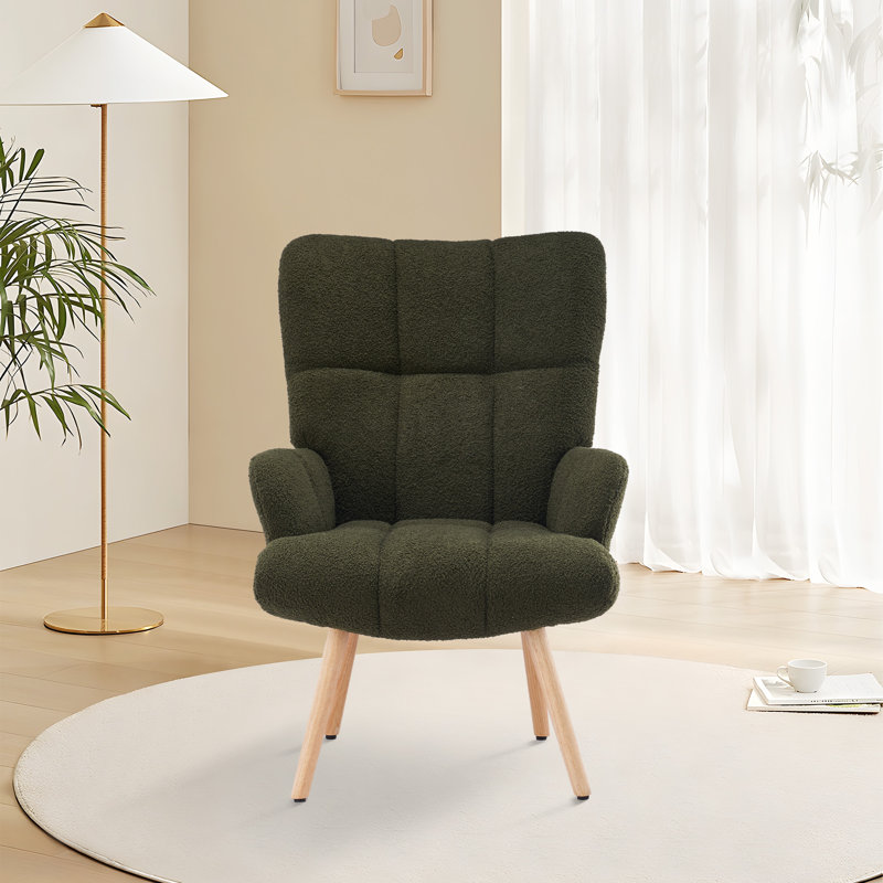 Jefney Upholstered Armchair, Green Velvet