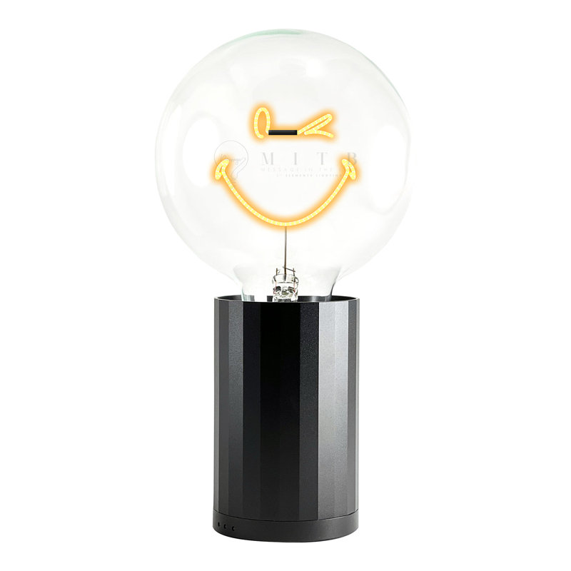 Ampoule Lampe de table ambre avec base SMILEY, Noir, Métal métal