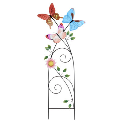 Clôture de treillis en métal 38 po avec piquets de jardin et fleurs