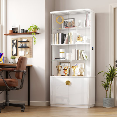 71''H Display Cabinet With RGB Sensor Lights, 6-Tier Lockable Storage Cabinet