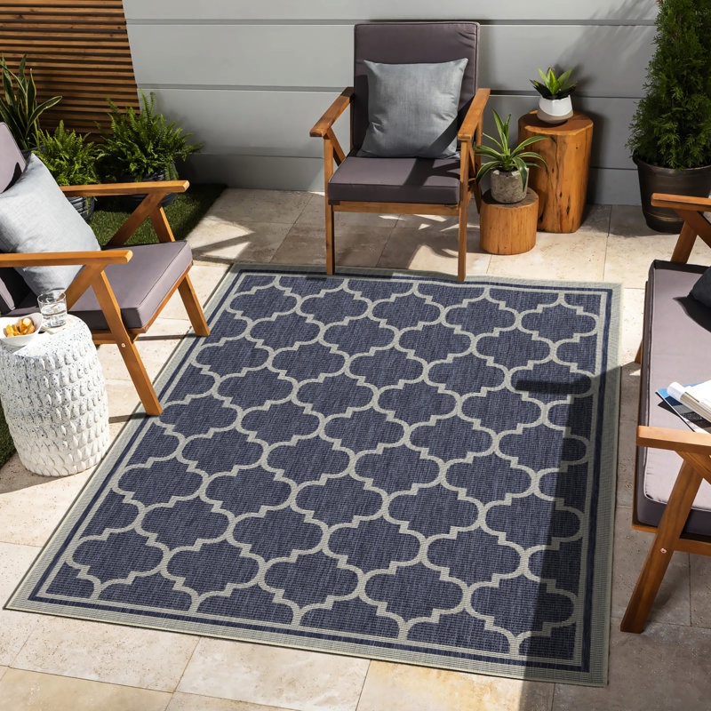 2 Ft. 7 In. X 3 Trellis Blue Rug - Sunshine Gchar2004, Polypropylene, , Stain For Indoor & Outdoor Spaces Indoor/Outdoor In., Sophisticated Trellis,