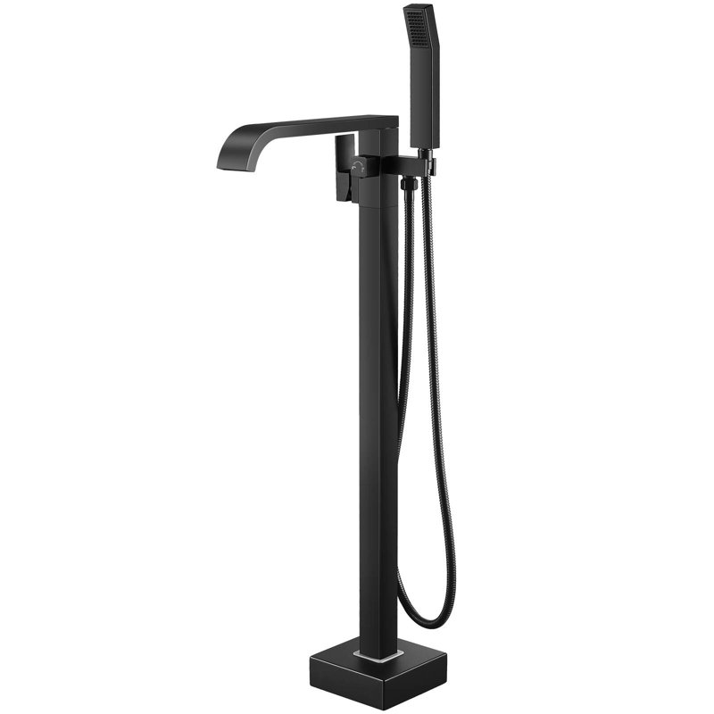 Robinet de baignoire autoportant à fixation au sol, Noir mat