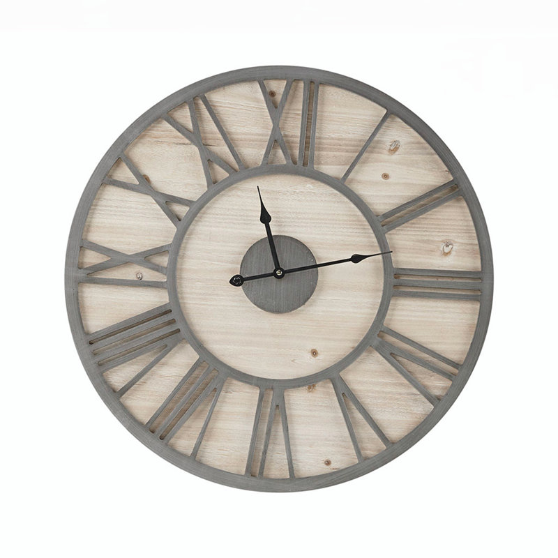 Horloge murale 23,6 po en bois naturel / gris Voir ci-dessous