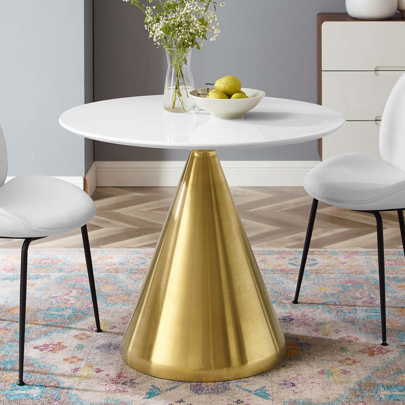 Tupelo 36" White Marble and Wood Dining Table