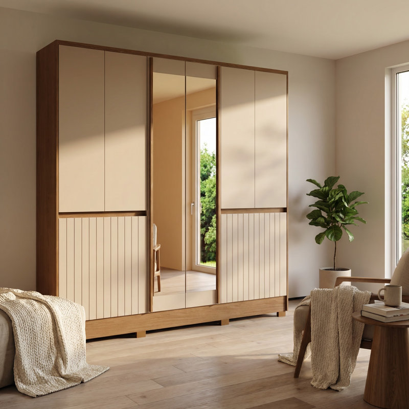 Armoire Alaska 85 "avec tablettes réglables, tringle, Chêne / Brun