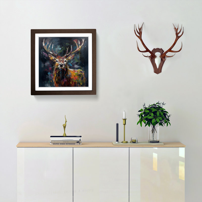 Stag Expressionism No.2 - Framed Print, Walnut
