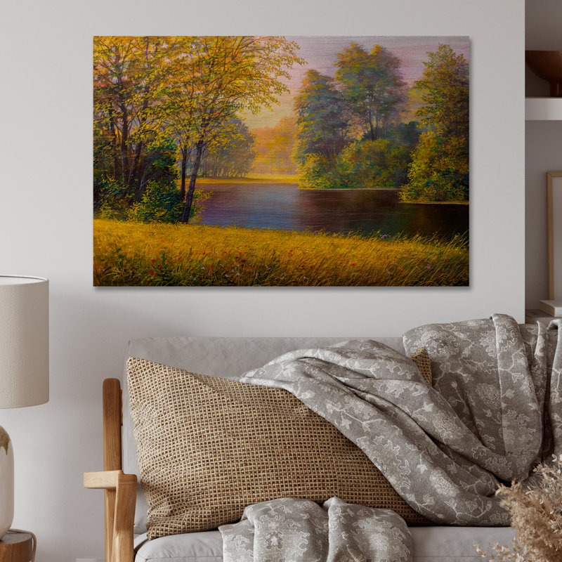 Rivière au printemps II - reproduction d'art murale traditionnelle, Cadre noir, H 8 po x l 12 po x P 1 po