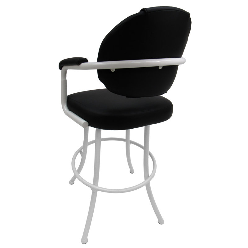 Très grand tabouret pivotant rembourré Vickky, Noir, Blanc, Tabouret de bar (siège d'une hauteur de 30 po)