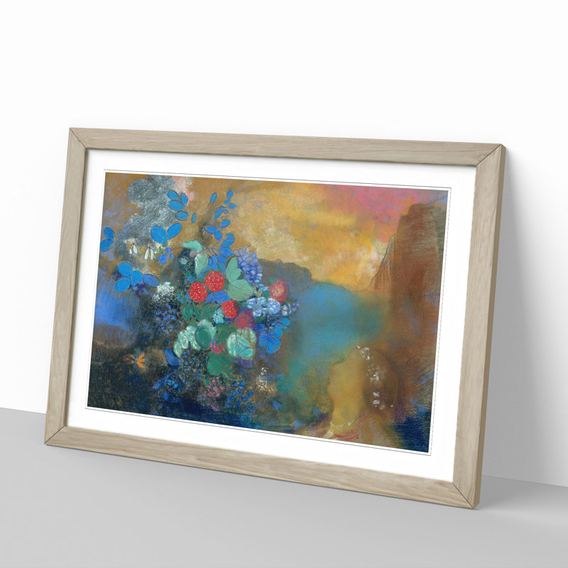 Ophelia Among the Flowers by Odilon Redon - Framed Print, Oak Framed, 48cm H x 65cm W x 2cm D