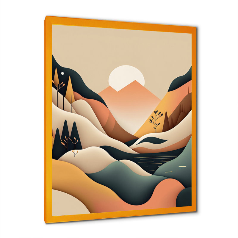 «White Moon In Graphic Mountains», reproduction sur toile, H 32 po x l 16 po x P 1 po, Impression dorée sur toile encadrée