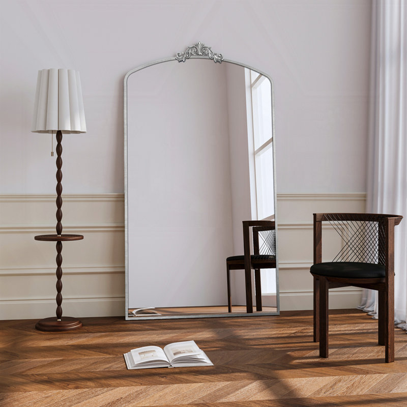 Miroir de plancher pleine grandeur, Argent antique, 66,5 po x 36 po