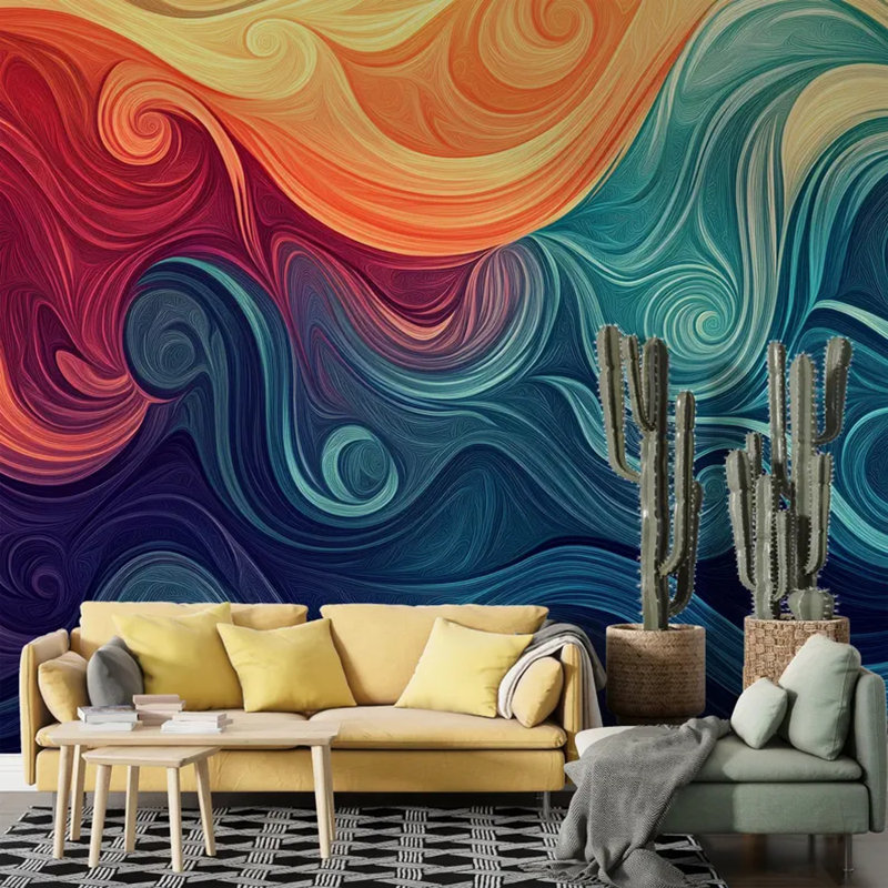 Sunset Currents Abstract Swirl, 108" L x 96" W