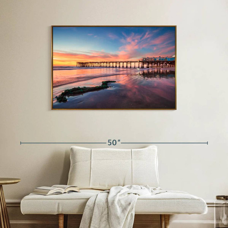 Lever de soleil à Cocoa Beach Pier, Cadre flottant doré, 40 po x 27 po