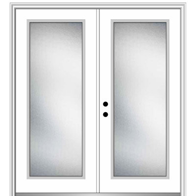 Oak Park Satin Nickel Fibreglass Prehung Front Entry Door