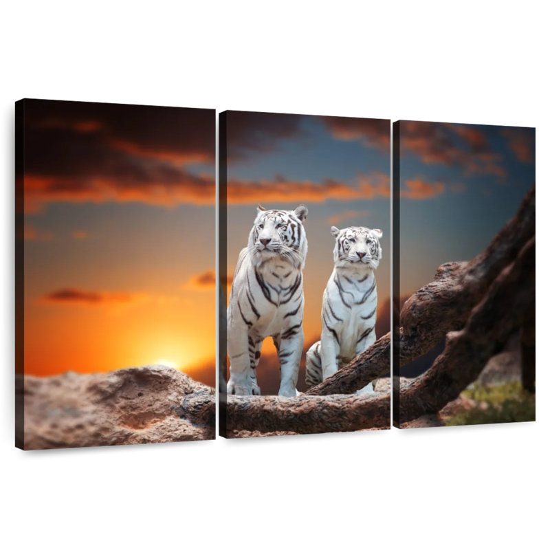Brampt Wild White Tigers, 28" H x 45" W