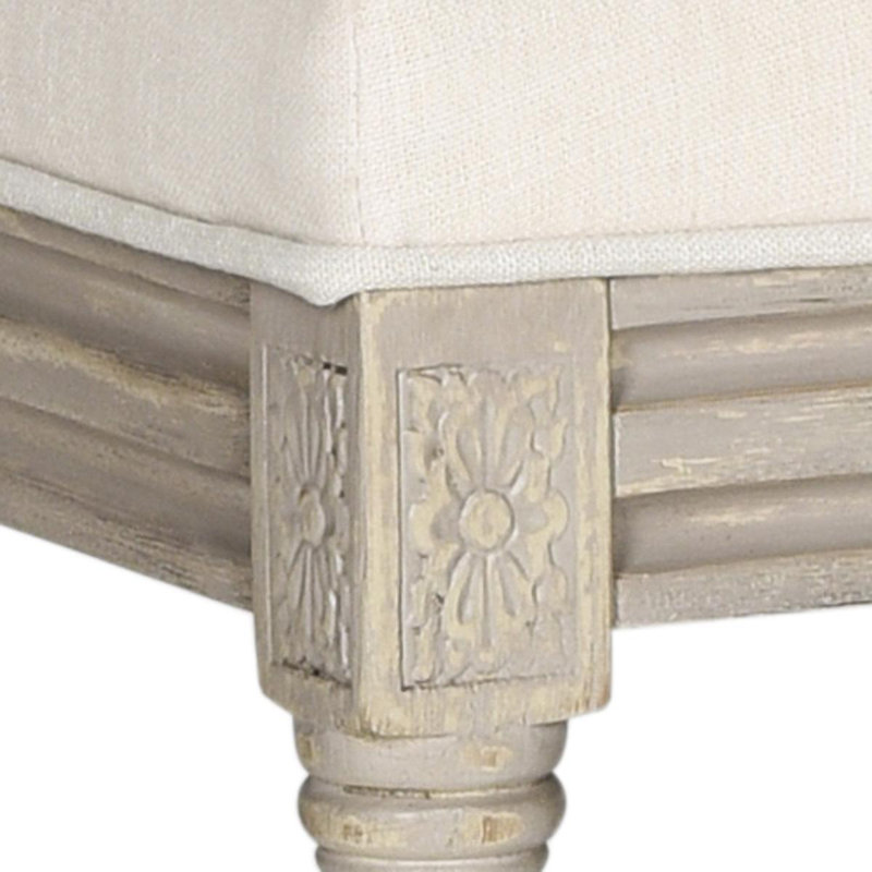 Chaise d'appoint Roi Louis en bois massif Denholme, Gris rustique, Beige clair