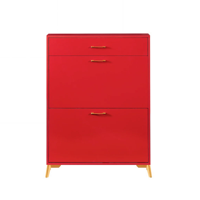 Rangement à chaussures 2 tiroirs pour couloir - Rouge, Red