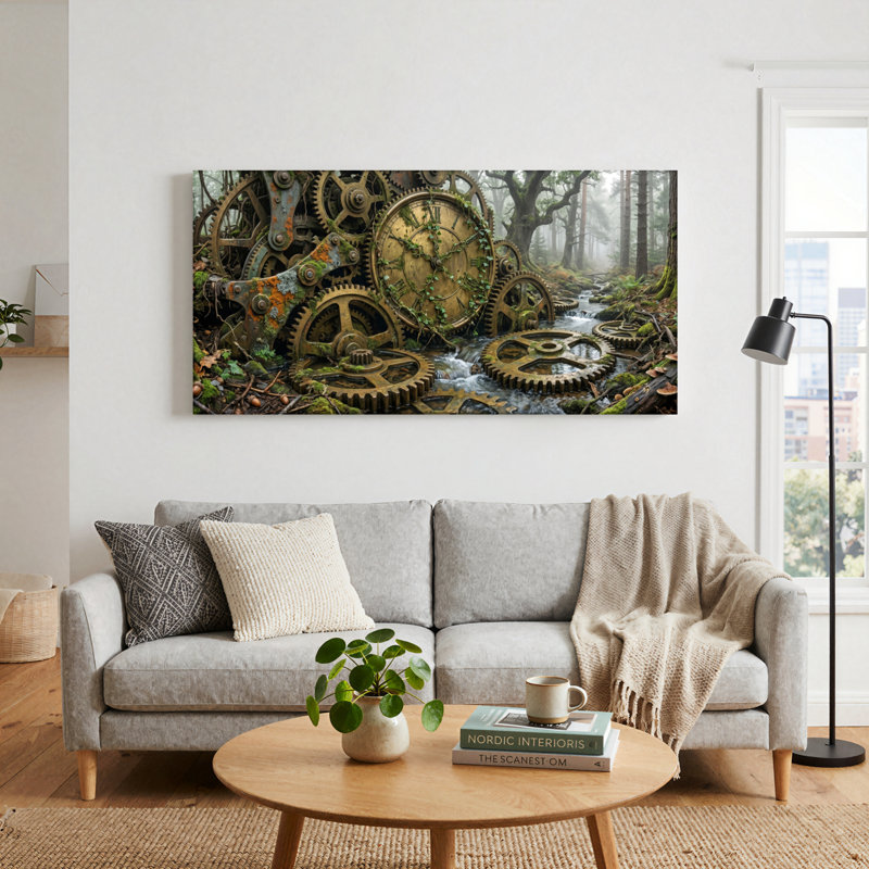 Ensemble de 1 tableau sur toile Steampunk Forêt, 48“W x 24”H, Wrapped Canvas