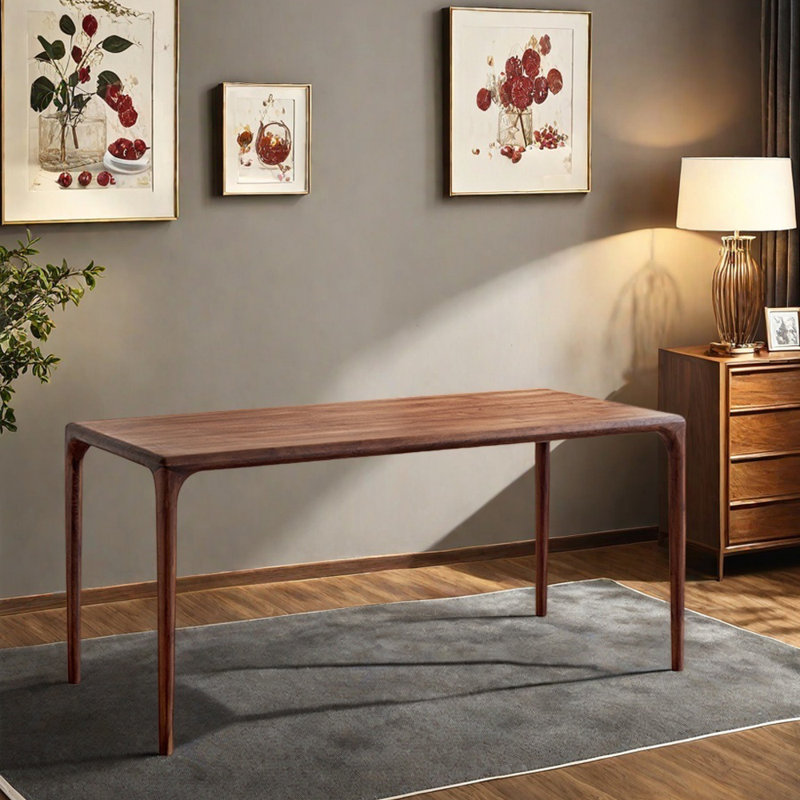 Grande table longue en noyer durable tout en bois massif, H 29,52 po x L 55,11 po x l 31,49 po