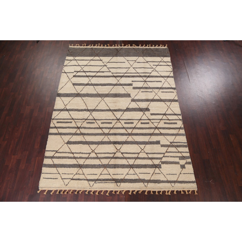 Tapis oriental marocain treillis noué à la main 8 x 11