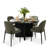  Modern Black Round Dining Set With 4 Upholstered Chairs-1061340301-1061340421