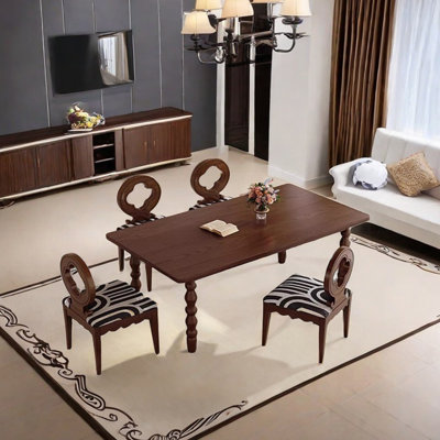 Vintage solid wood rubber wood dining table set