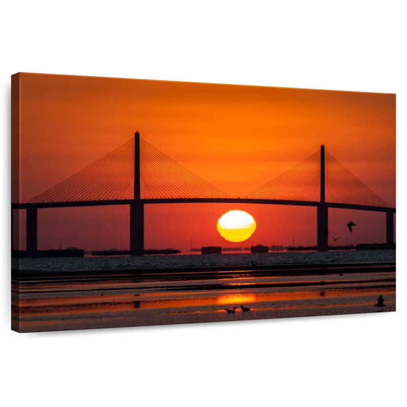 Coucher de soleil sur le pont Lilie, H 8 po x l 12 po