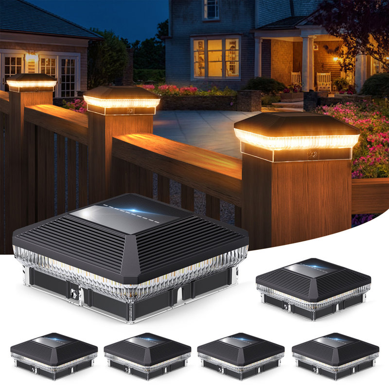 Matte Black Solar Powered Integrated LED Fence Post Cap Light Pack