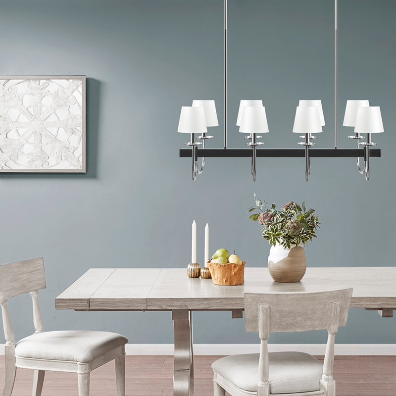 Lustre traditionnel 8 lumières avec abat-jour tambour