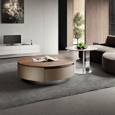 Table de salon ronde en bois massif