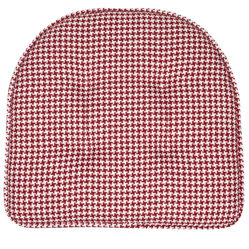 Red Houndstooth Memory Foam Dining Chair Cushions, Set of 6