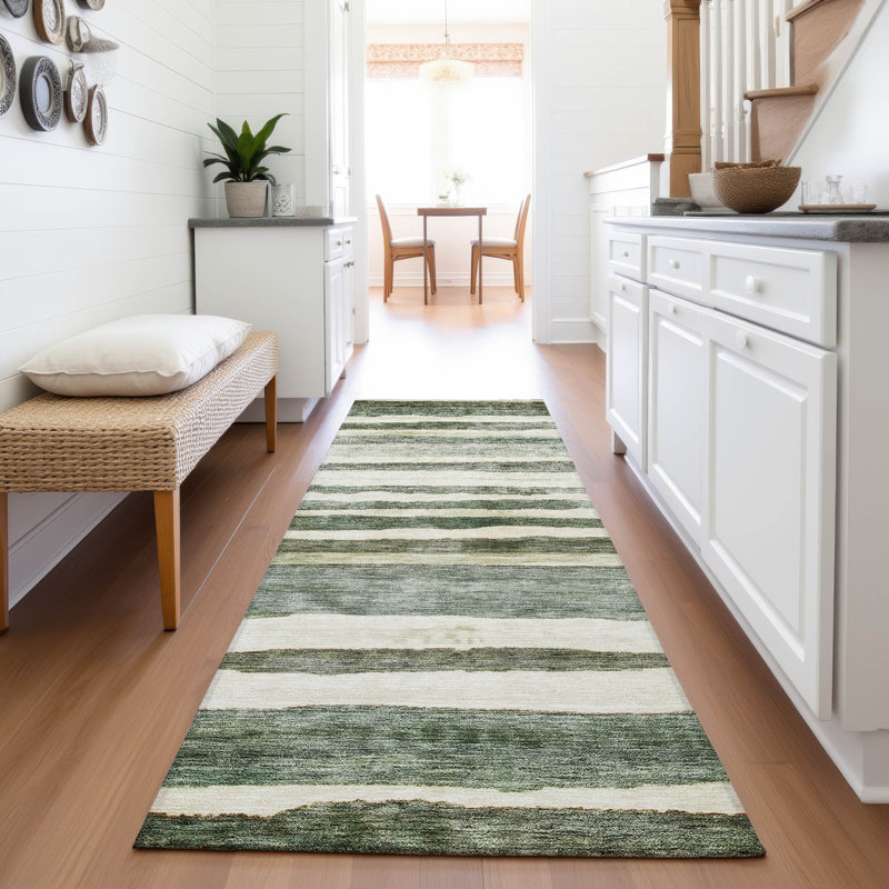 Premium Machine Washable Lyndhurst AMF1191 Stripes Rug, Runner 2'3" x 7'6"