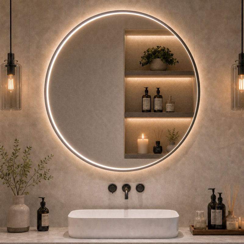 Miroir de salle de bain Akhiya, 36 po x 36 po