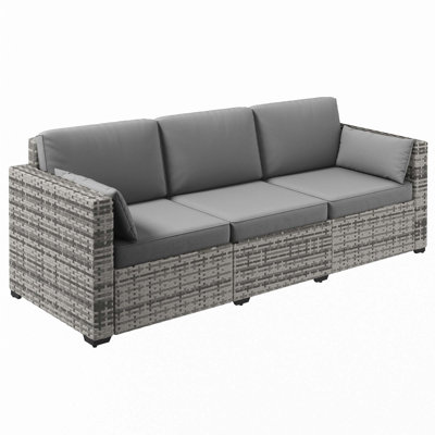 Outsunny Wicker Patio Couch, PE Rattan 3-Seat Sofa by GRILLO HOME