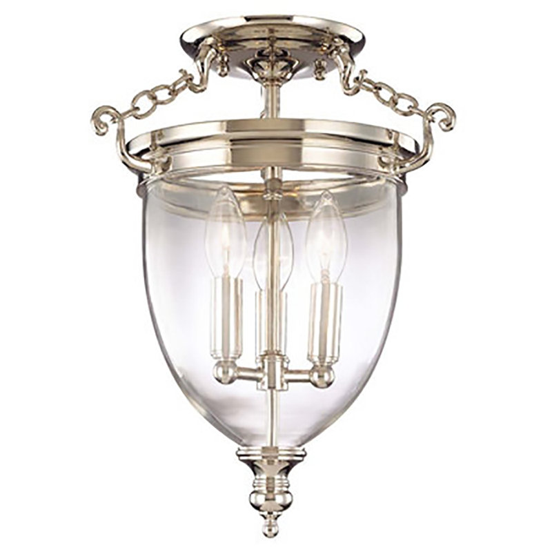 Hanover 3 - Light Semi Flush Mount, Aged Brass, 21.5"H x 12"W